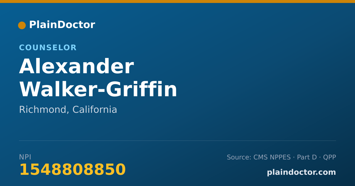 Shareable card for Alexander Walker-Griffin - Counselor, Richmond, CA