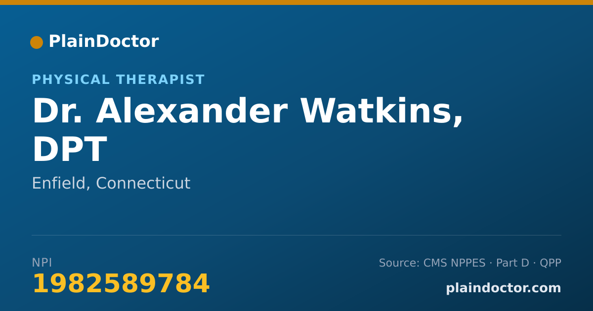 Shareable card for Alexander Watkins, DPT - Physical Therapist, Enfield, CT