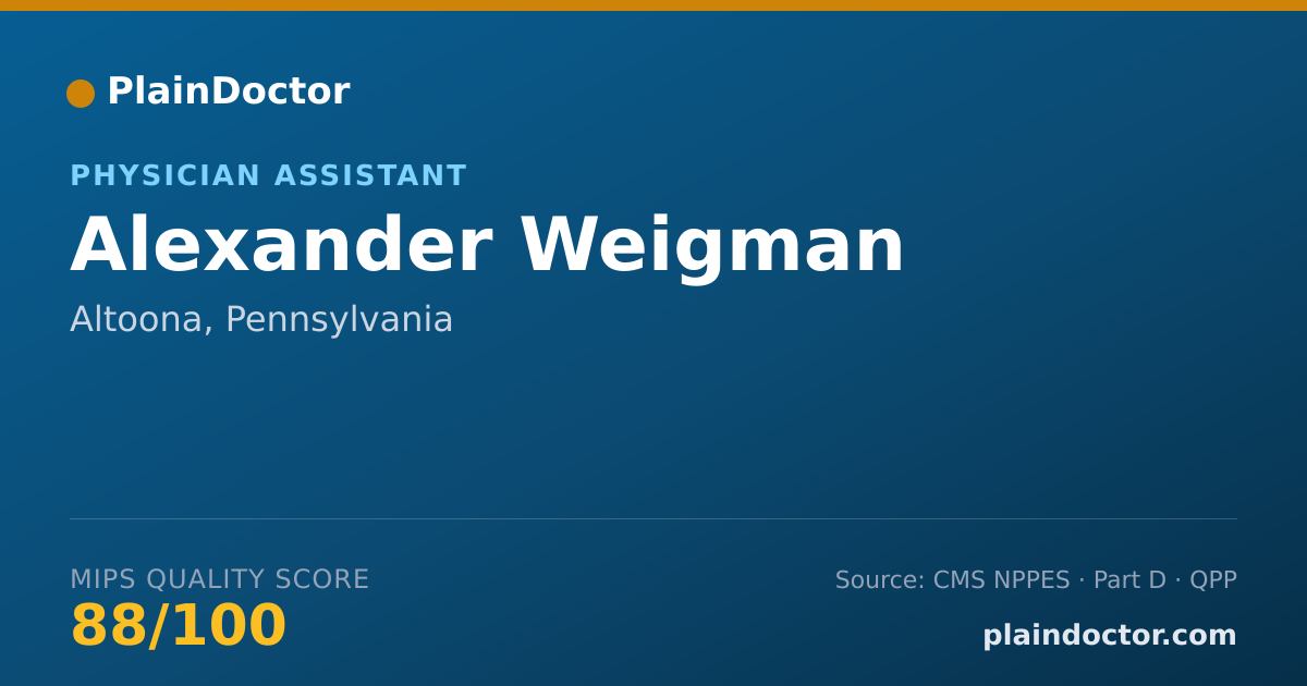 Shareable card for Alexander Weigman - Physician Assistant, Altoona, PA