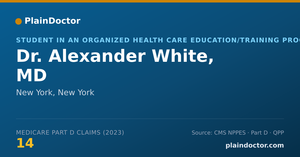 Shareable card for Alexander White, MD - Student in an Organized Health Care Education/Training Program, New York, NY