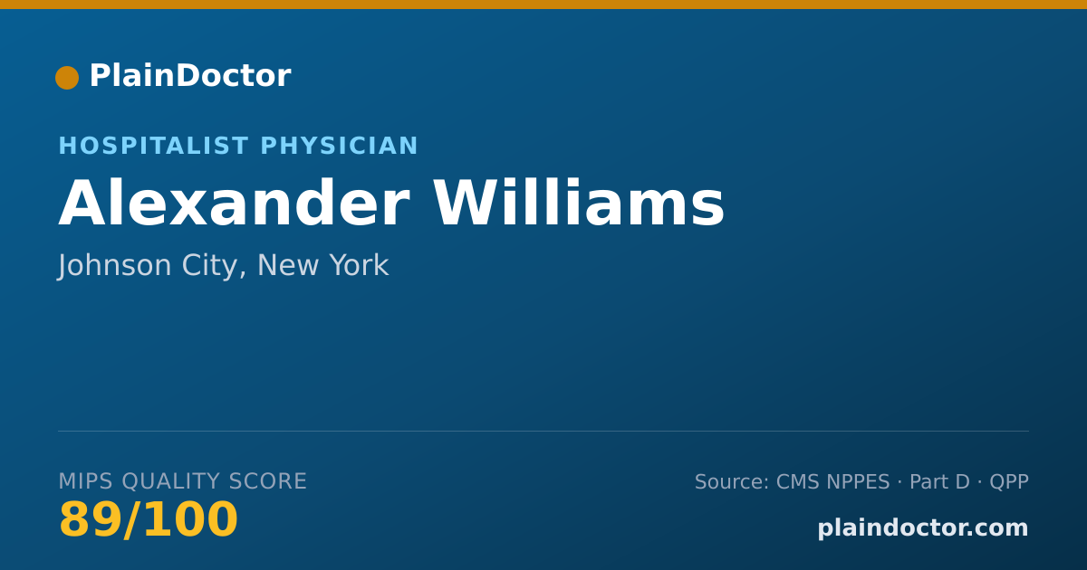 Shareable card for Alexander Williams - Hospitalist Physician, Johnson City, NY
