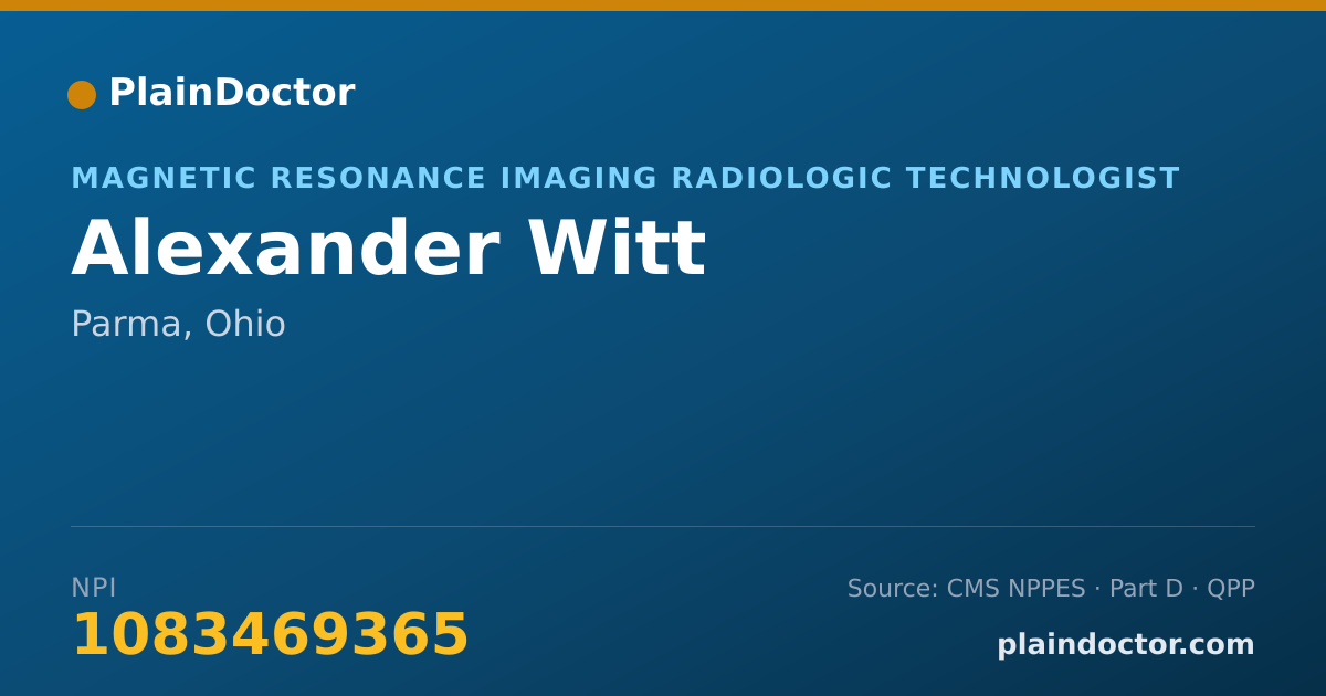 Shareable card for Alexander Witt - Magnetic Resonance Imaging Radiologic Technologist, Parma, OH