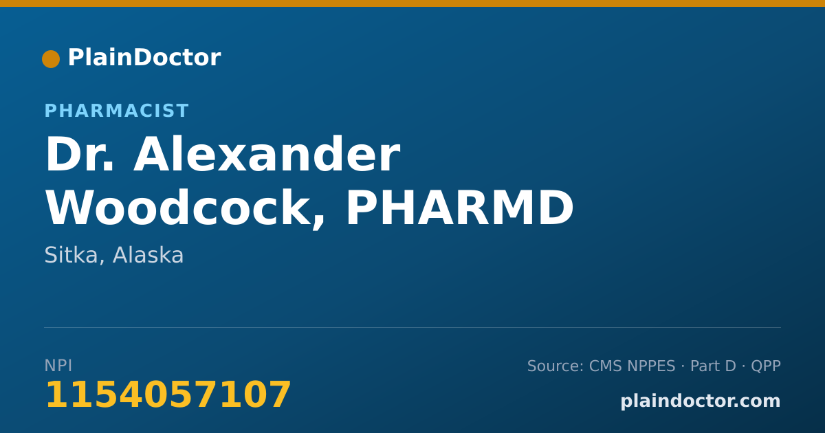 Shareable card for Alexander Woodcock, PHARMD - Pharmacist, Sitka, AK