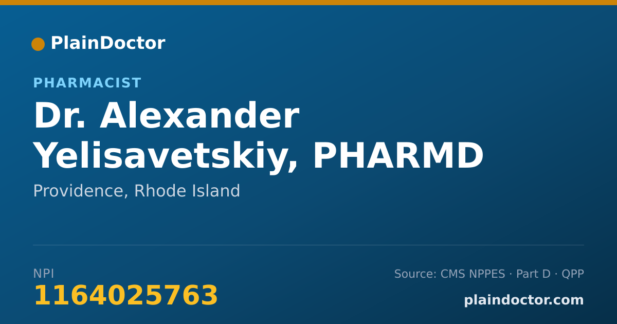 Shareable card for Alexander Yelisavetskiy, PHARMD - Pharmacist, Providence, RI