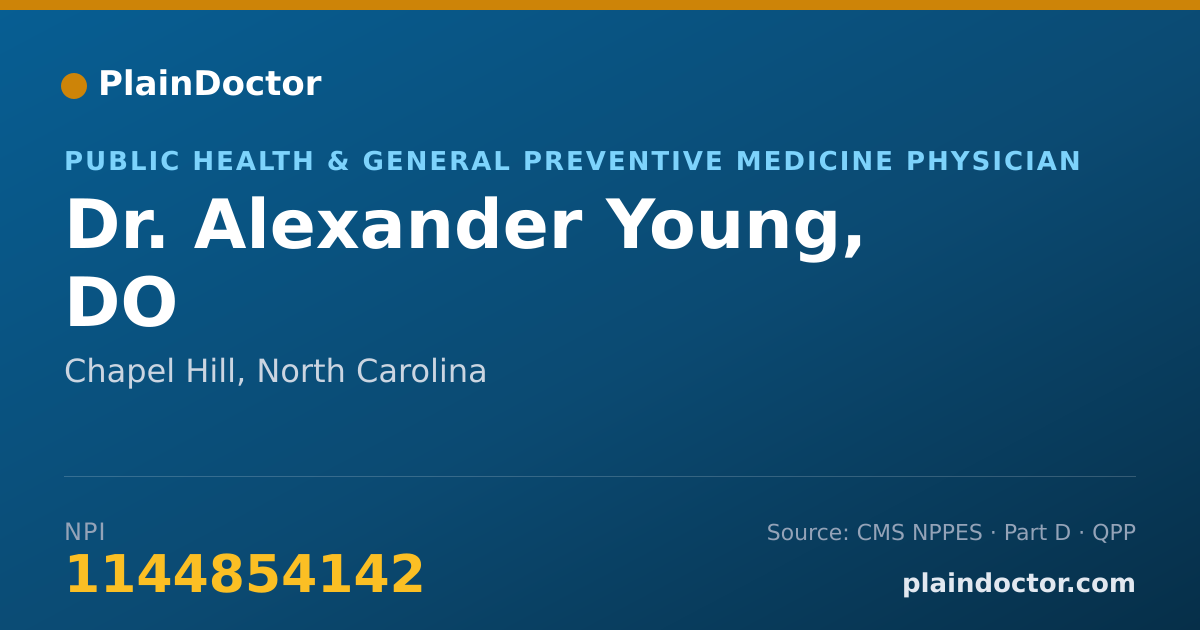 Shareable card for Alexander Young, DO - Public Health & General Preventive Medicine Physician, Chapel Hill, NC