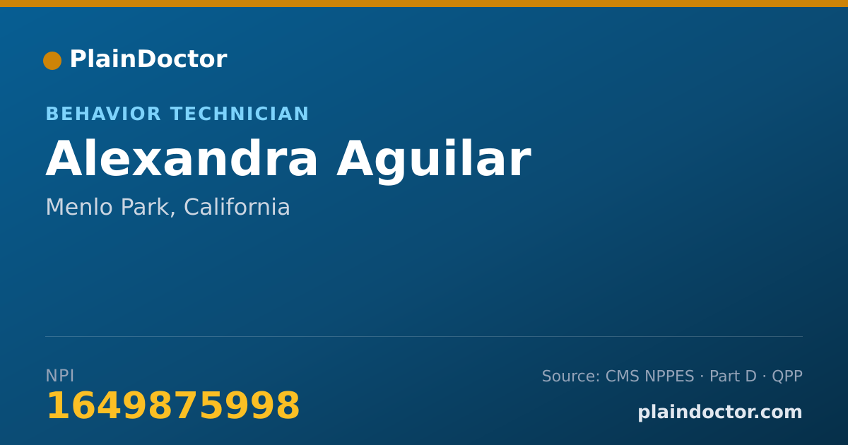 Shareable card for Alexandra Aguilar - Behavior Technician, Menlo Park, CA