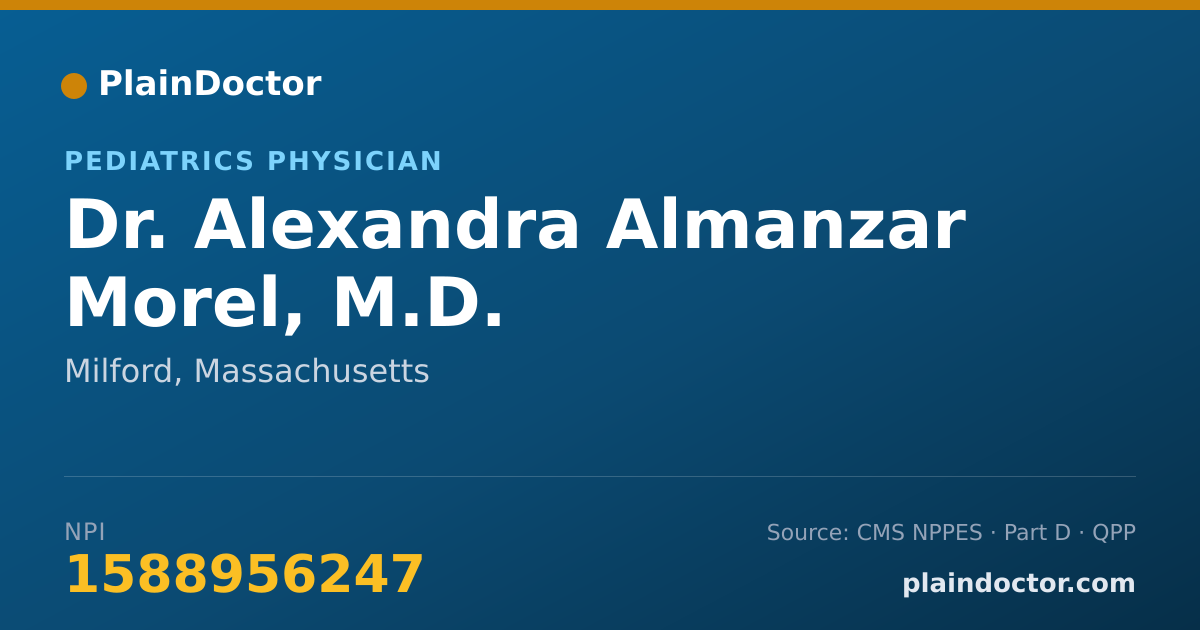 Shareable card for Alexandra Almanzar Morel, M.D. - Pediatrics Physician, Milford, MA
