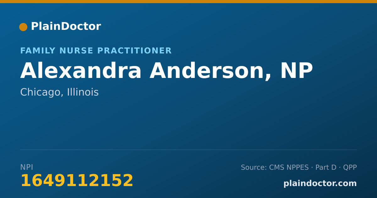 Shareable card for Alexandra Anderson, NP - Family Nurse Practitioner, Chicago, IL