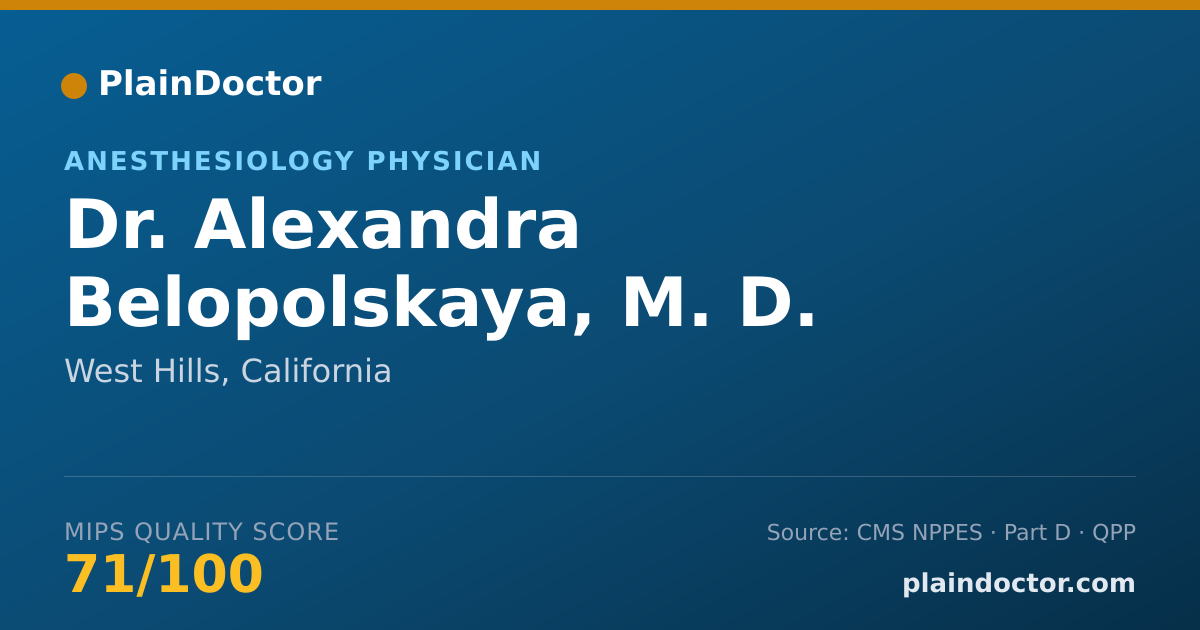Shareable card for Alexandra Belopolskaya, M. D. - Anesthesiology Physician, West Hills, CA