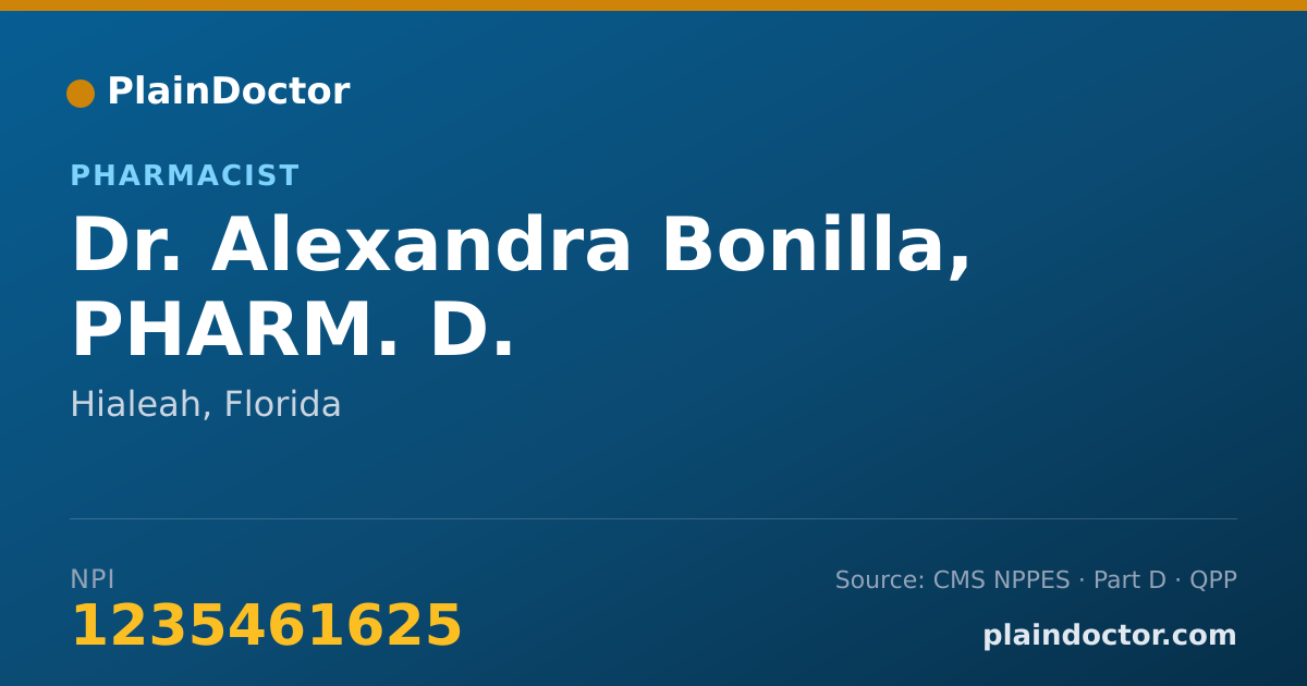 Shareable card for Alexandra Bonilla, PHARM. D. - Pharmacist, Hialeah, FL