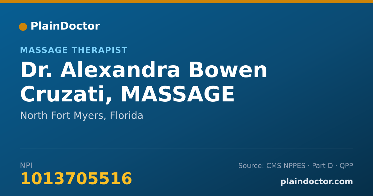 Shareable card for Alexandra Bowen Cruzati, MASSAGE THERAPIST - Massage Therapist, North Fort Myers, FL