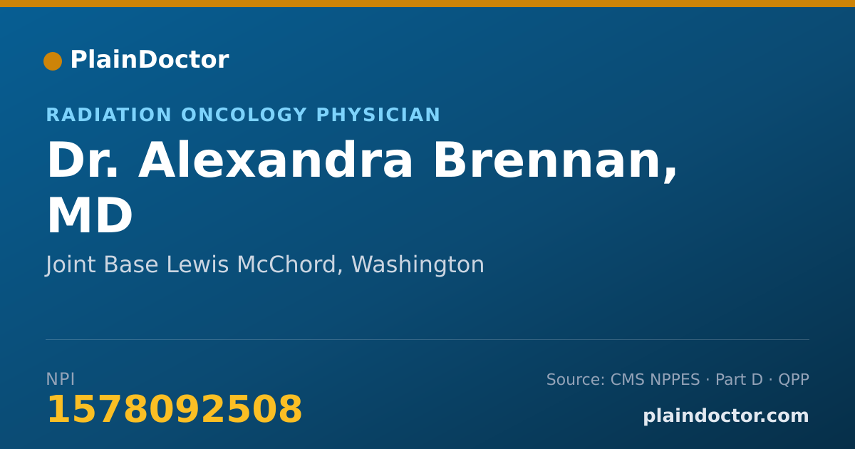 Shareable card for Alexandra Brennan, MD - Radiation Oncology Physician, Joint Base Lewis McChord, WA