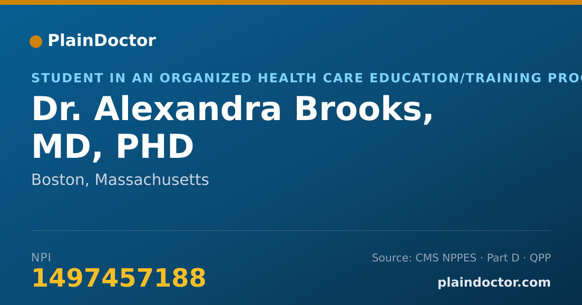 Shareable card for Alexandra Brooks, MD, PHD - Student in an Organized Health Care Education/Training Program, Boston, MA