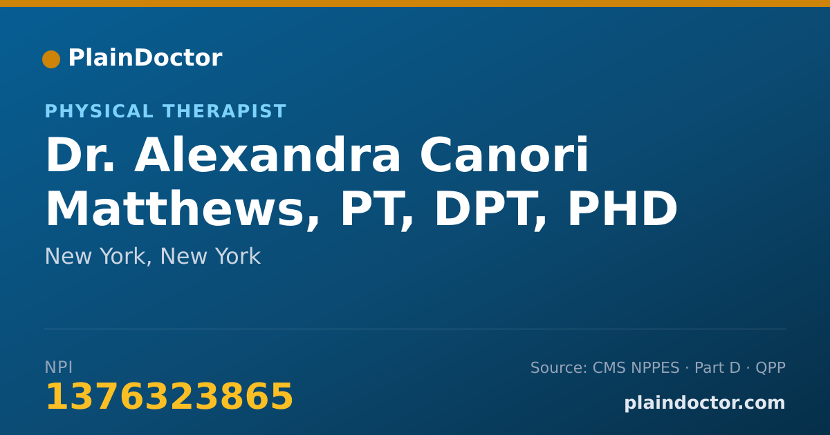 Shareable card for Alexandra Canori Matthews, PT, DPT, PHD - Physical Therapist, New York, NY
