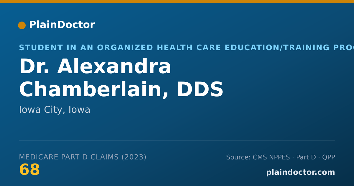 Shareable card for Alexandra Chamberlain, DDS - Student in an Organized Health Care Education/Training Program, Iowa City, IA