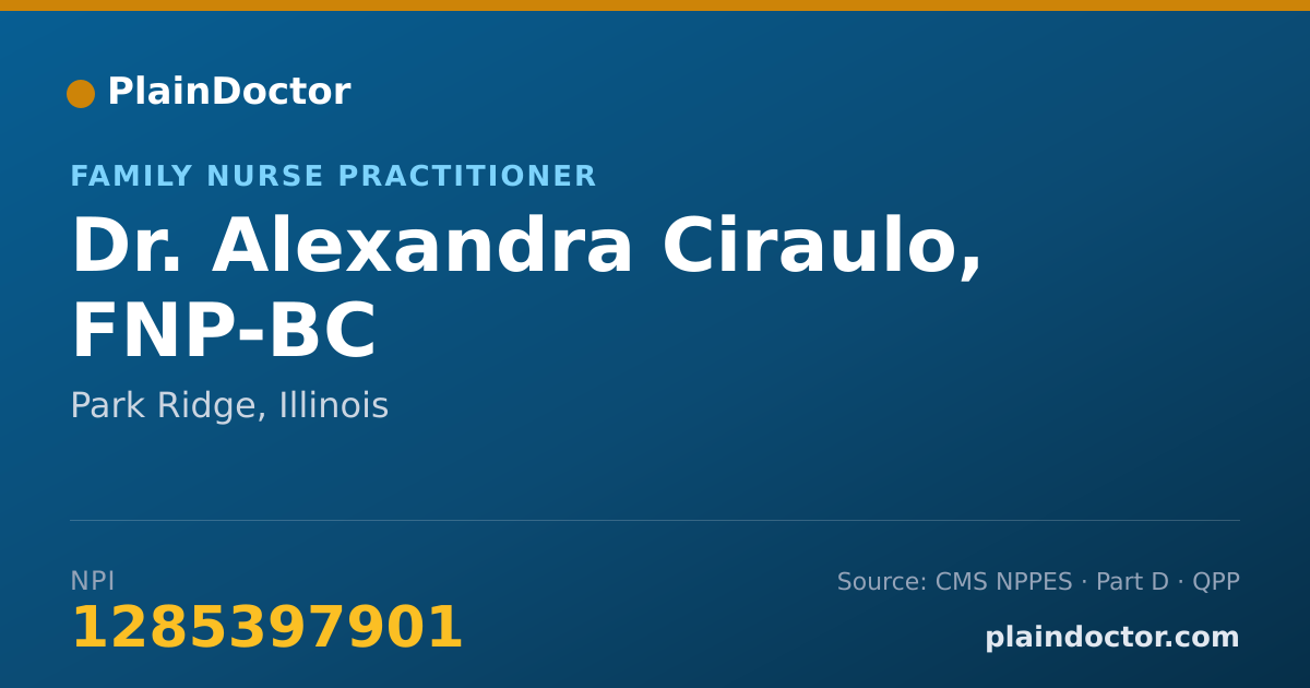 Shareable card for Alexandra Ciraulo, FNP-BC - Family Nurse Practitioner, Park Ridge, IL
