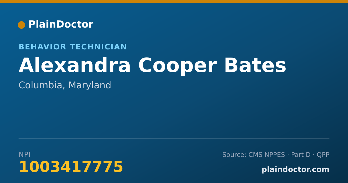 Shareable card for Alexandra Cooper Bates - Behavior Technician, Columbia, MD