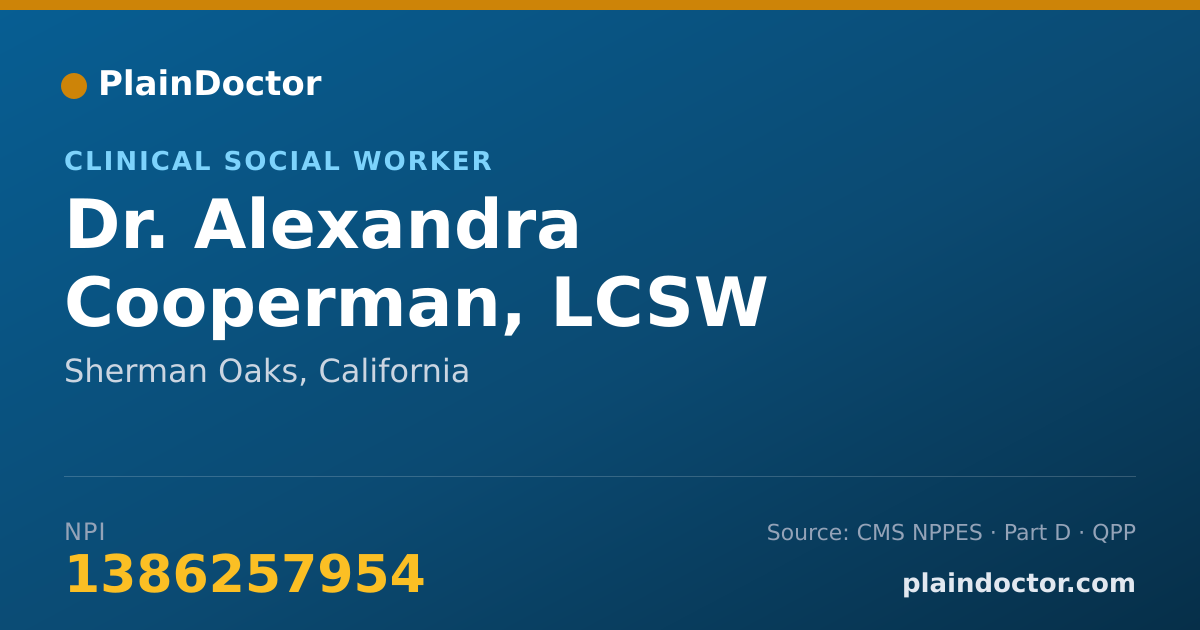 Shareable card for Alexandra Cooperman, LCSW - Clinical Social Worker, Sherman Oaks, CA