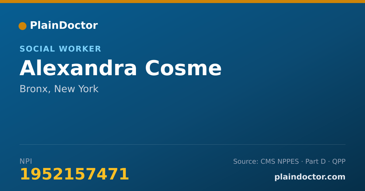 Shareable card for Alexandra Cosme - Social Worker, Bronx, NY