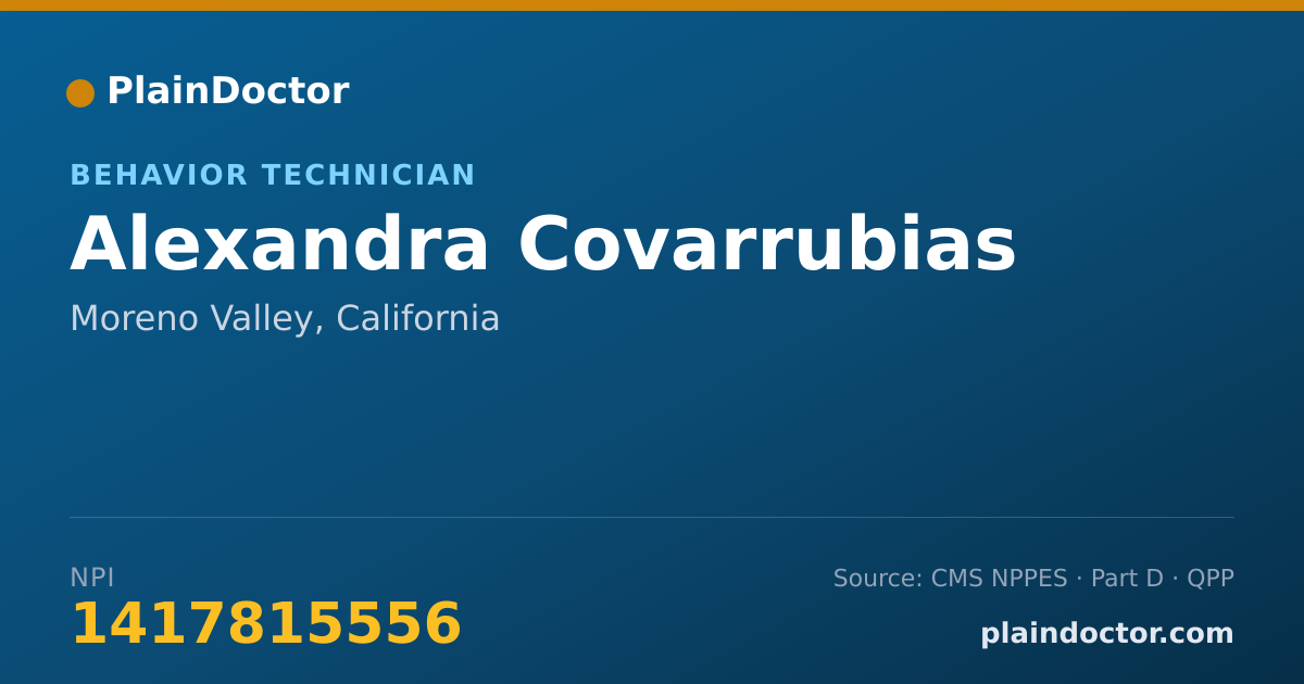 Shareable card for Alexandra Covarrubias - Behavior Technician, Moreno Valley, CA