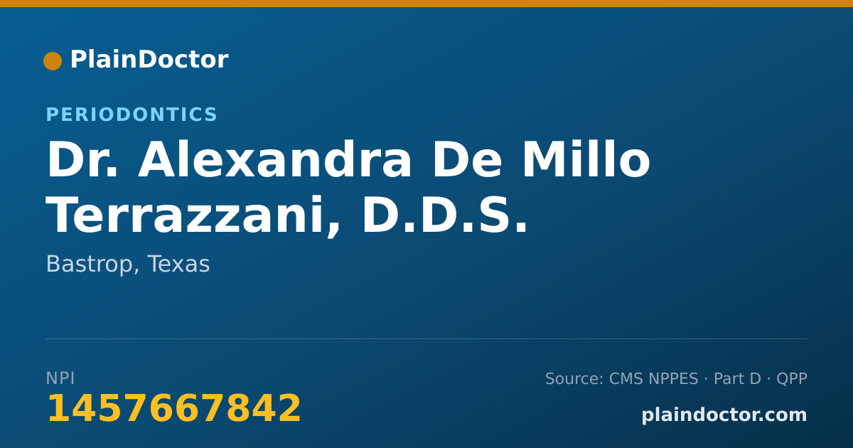 Shareable card for Alexandra De Millo Terrazzani, D.D.S. - Periodontics, Bastrop, TX