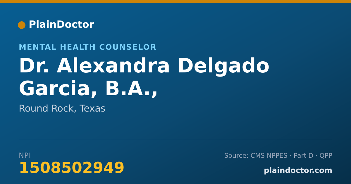 Shareable card for Alexandra Delgado Garcia, B.A., M.S.,LPCA - Mental Health Counselor, Round Rock, TX