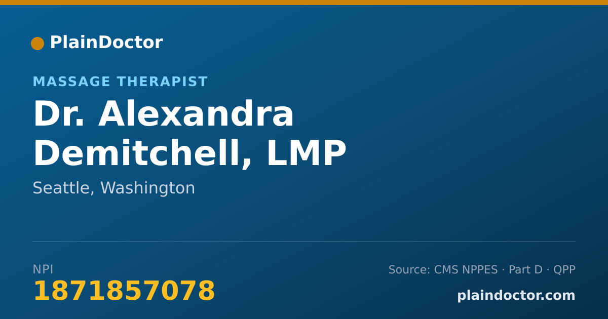 Shareable card for Alexandra Demitchell, LMP - Massage Therapist, Seattle, WA
