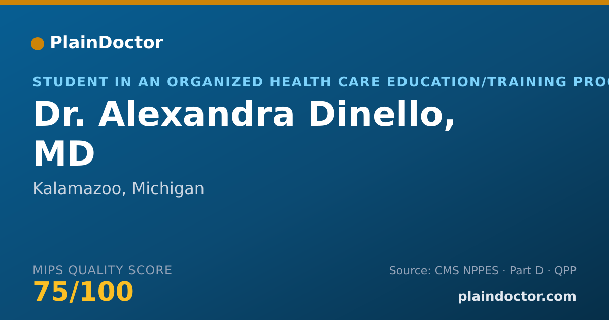 Shareable card for Alexandra Dinello, MD - Student in an Organized Health Care Education/Training Program, Kalamazoo, MI