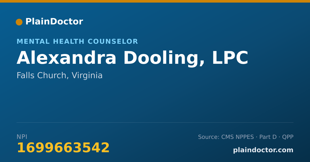 Shareable card for Alexandra Dooling, LPC - Mental Health Counselor, Falls Church, VA