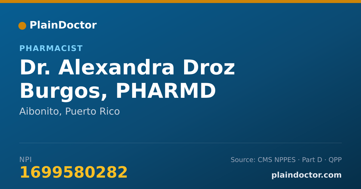 Shareable card for Alexandra Droz Burgos, PHARMD - Pharmacist, Aibonito, PR