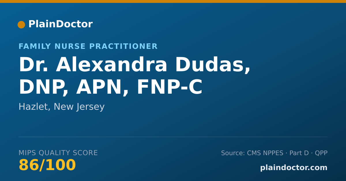Shareable card for Alexandra Dudas, DNP, APN, FNP-C - Family Nurse Practitioner, Hazlet, NJ