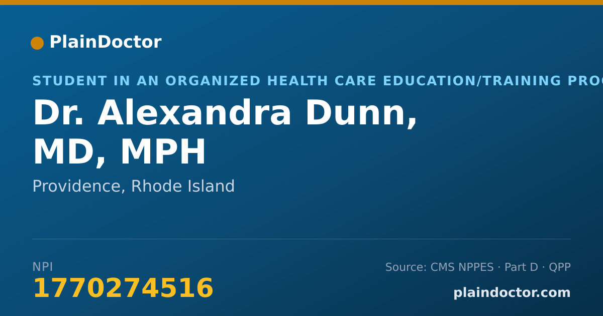 Shareable card for Alexandra Dunn, MD, MPH - Student in an Organized Health Care Education/Training Program, Providence, RI
