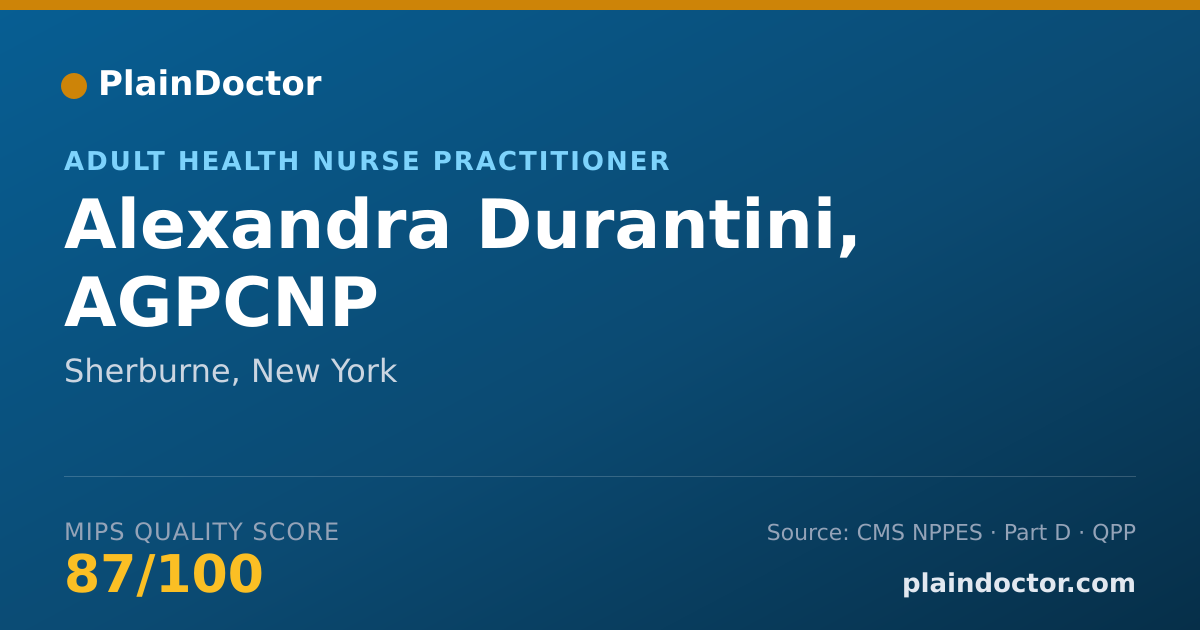 Shareable card for Alexandra Durantini, AGPCNP - Adult Health Nurse Practitioner, Sherburne, NY