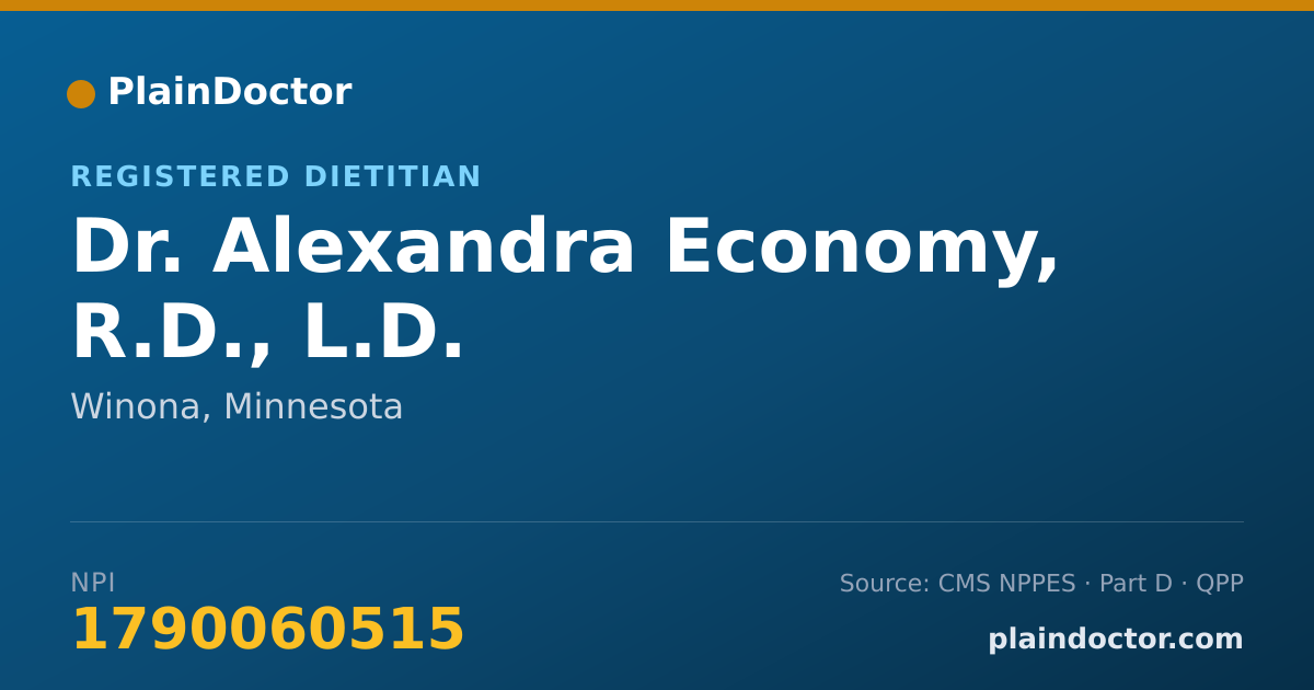 Shareable card for Alexandra Economy, R.D., L.D. - Registered Dietitian, Winona, MN
