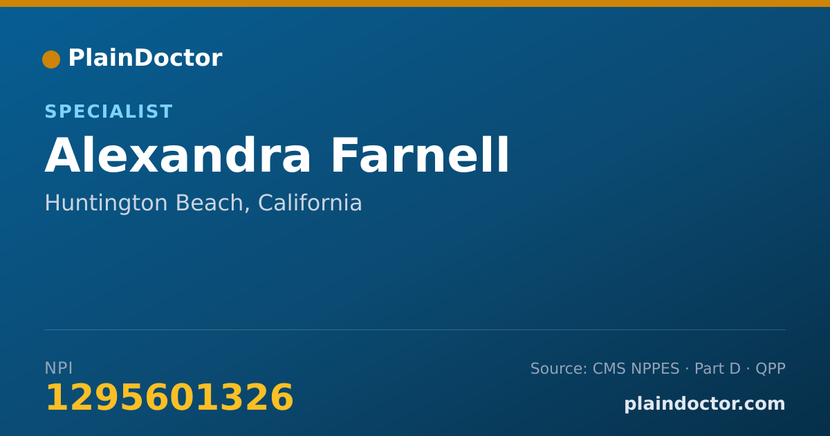 Shareable card for Alexandra Farnell - Specialist, Huntington Beach, CA
