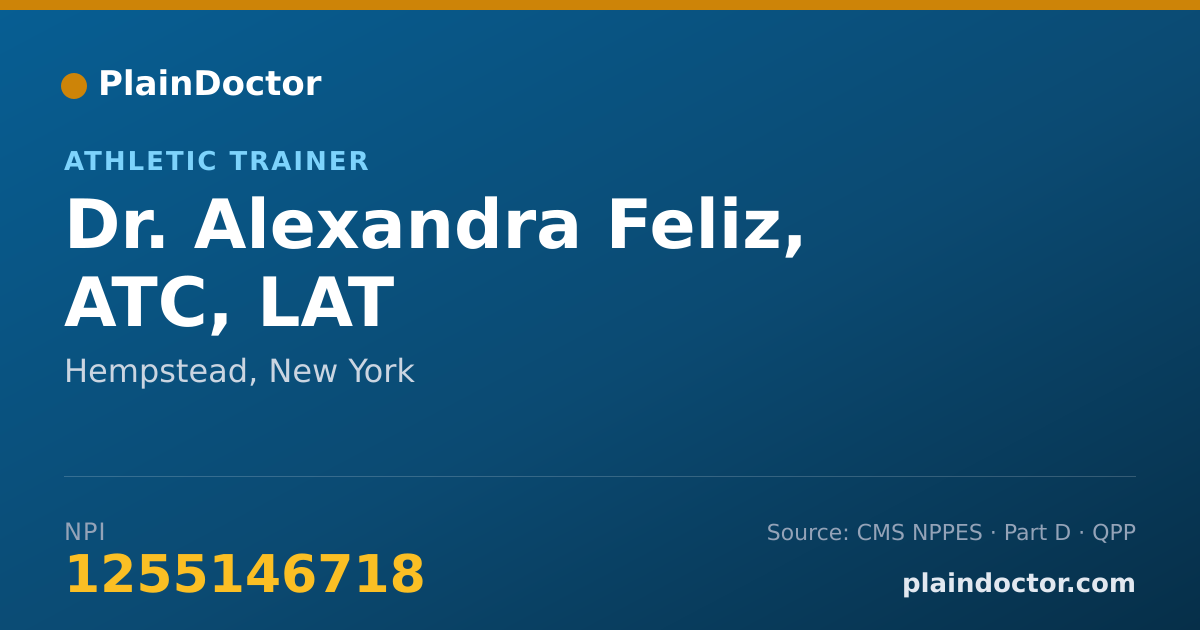 Shareable card for Alexandra Feliz, ATC, LAT - Athletic Trainer, Hempstead, NY