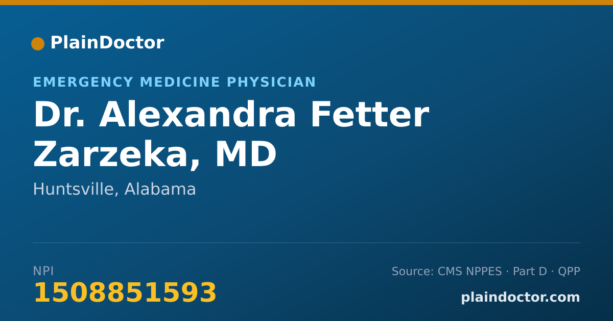 Shareable card for Alexandra Fetter Zarzeka, MD - Emergency Medicine Physician, Huntsville, AL