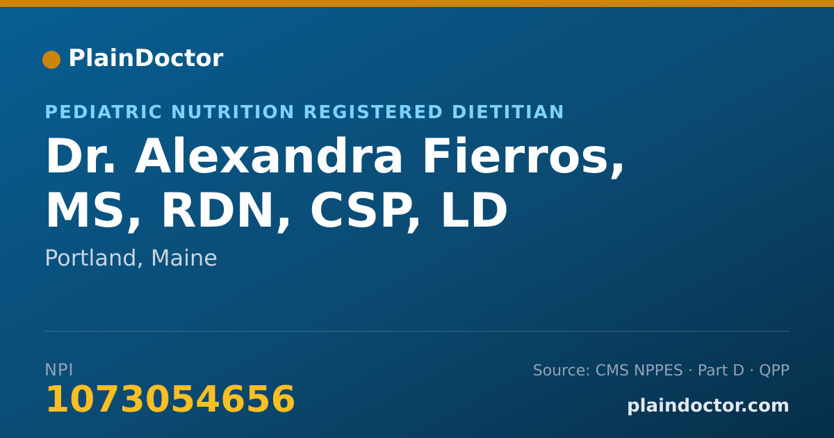 Shareable card for Alexandra Fierros, MS, RDN, CSP, LD - Pediatric Nutrition Registered Dietitian, Portland, ME