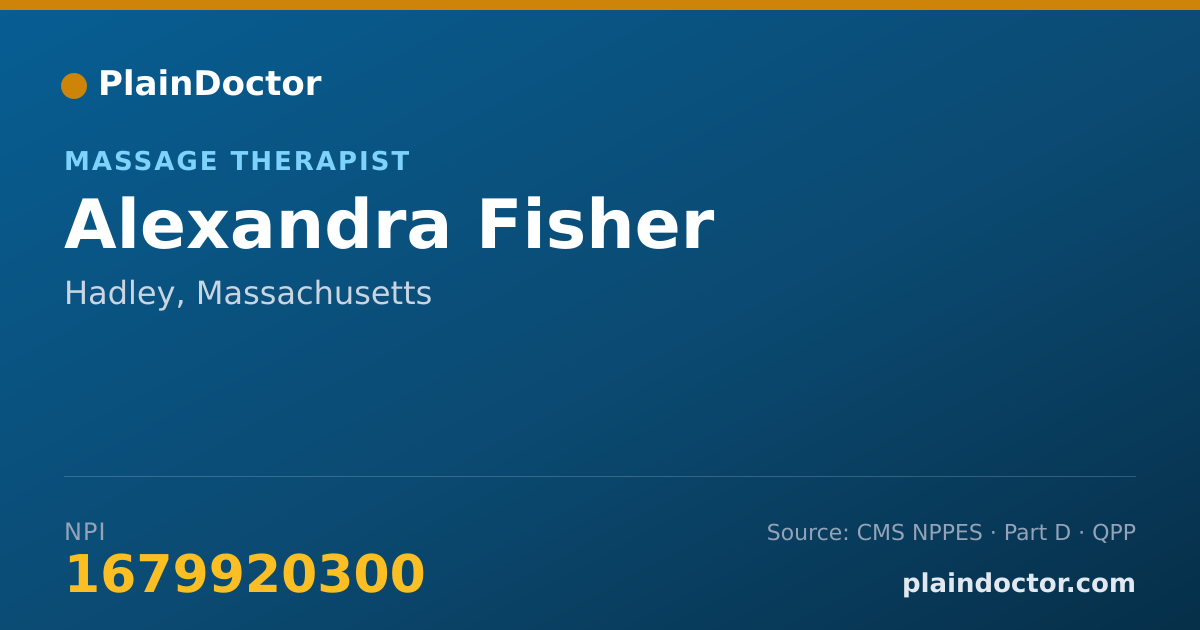 Shareable card for Alexandra Fisher - Massage Therapist, Hadley, MA