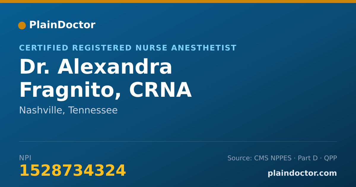 Shareable card for Alexandra Fragnito, CRNA - Certified Registered Nurse Anesthetist, Nashville, TN