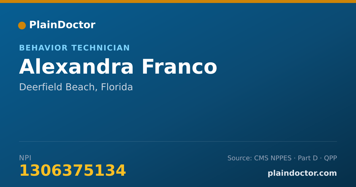 Shareable card for Alexandra Franco - Behavior Technician, Deerfield Beach, FL