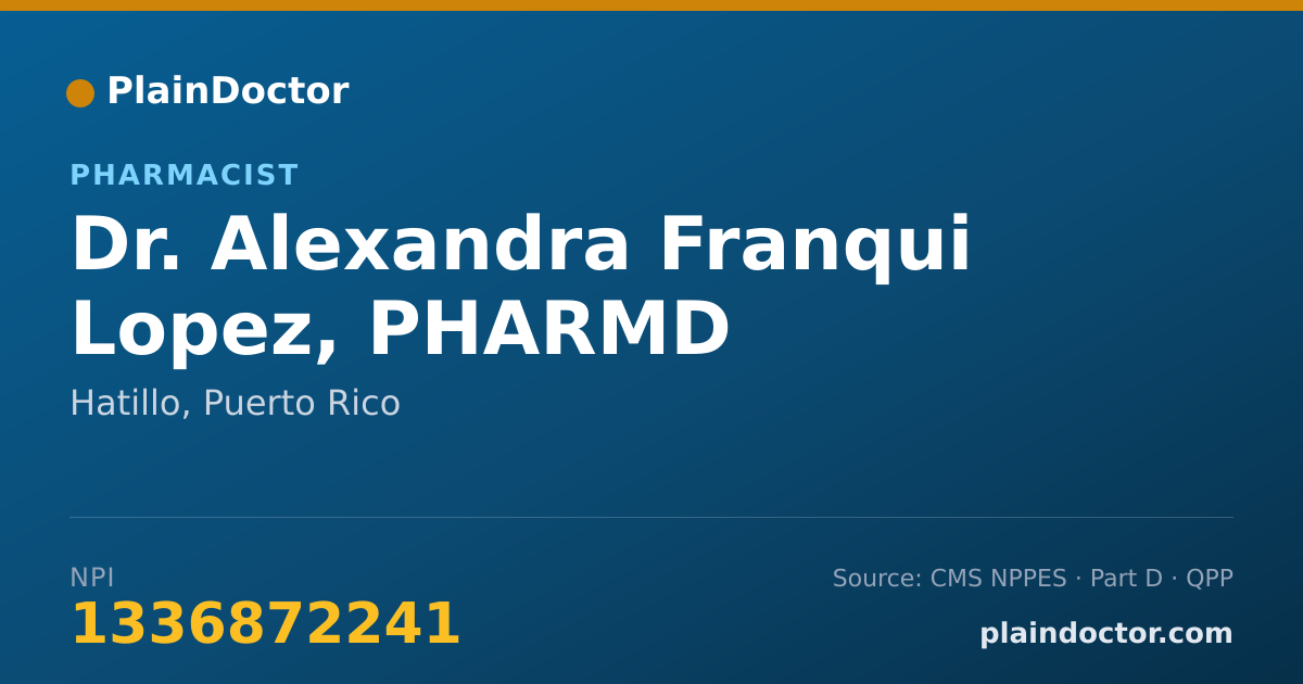Shareable card for Alexandra Franqui Lopez, PHARMD - Pharmacist, Hatillo, PR