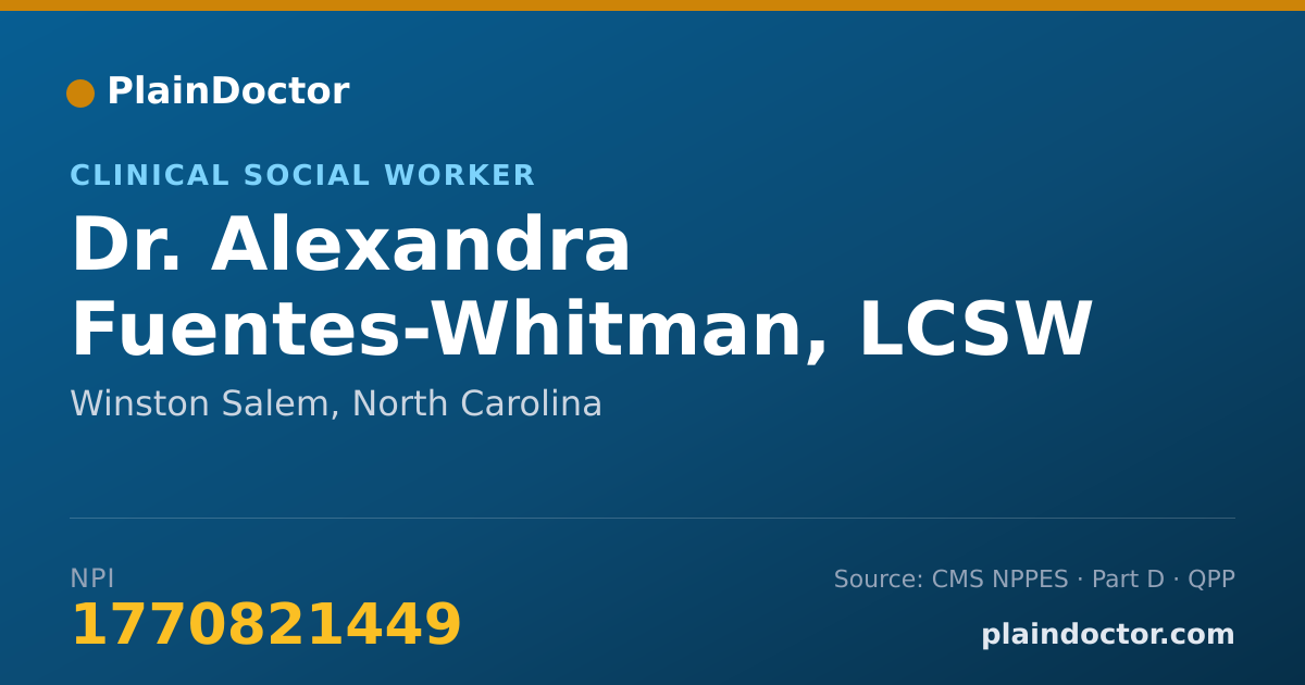 Shareable card for Alexandra Fuentes-Whitman, LCSW - Clinical Social Worker, Winston Salem, NC