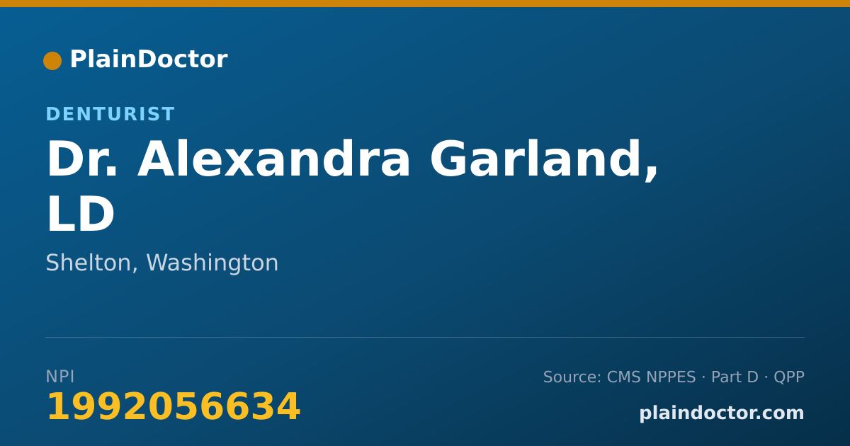 Shareable card for Alexandra Garland, LD - Denturist, Shelton, WA