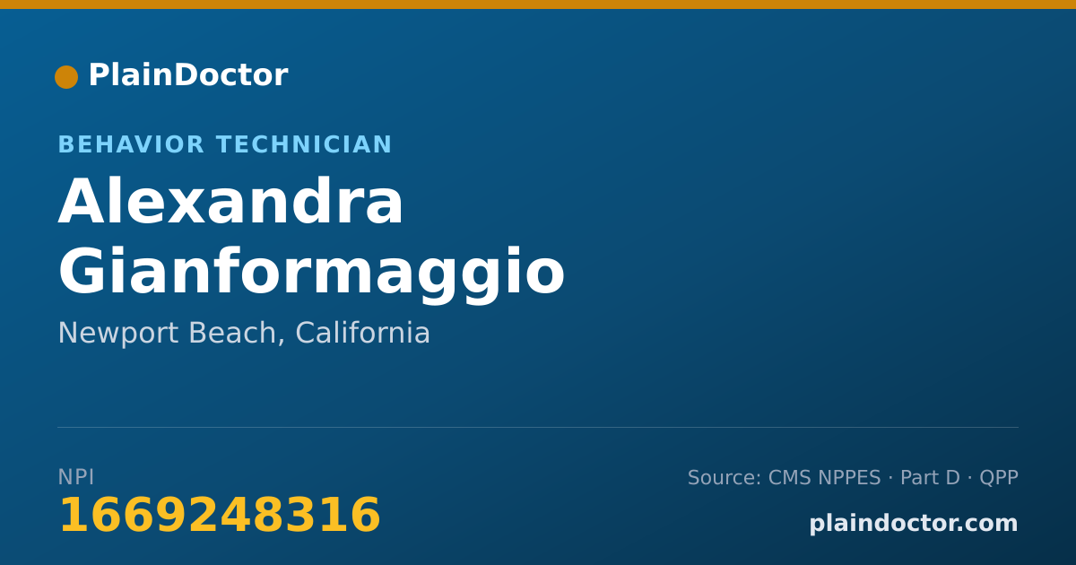 Shareable card for Alexandra Gianformaggio - Behavior Technician, Newport Beach, CA