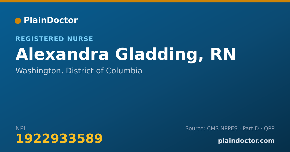 Shareable card for Alexandra Gladding, RN - Registered Nurse, Washington, DC