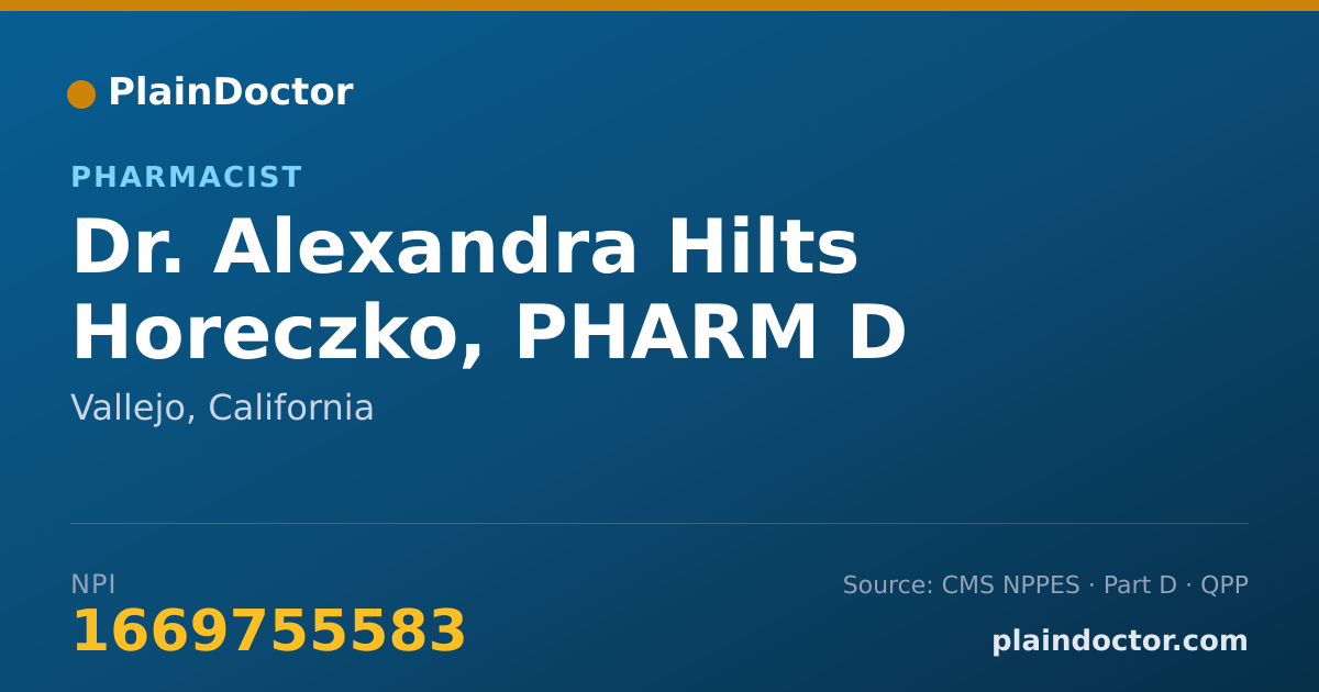 Shareable card for Alexandra Hilts Horeczko, PHARM D - Pharmacist, Vallejo, CA