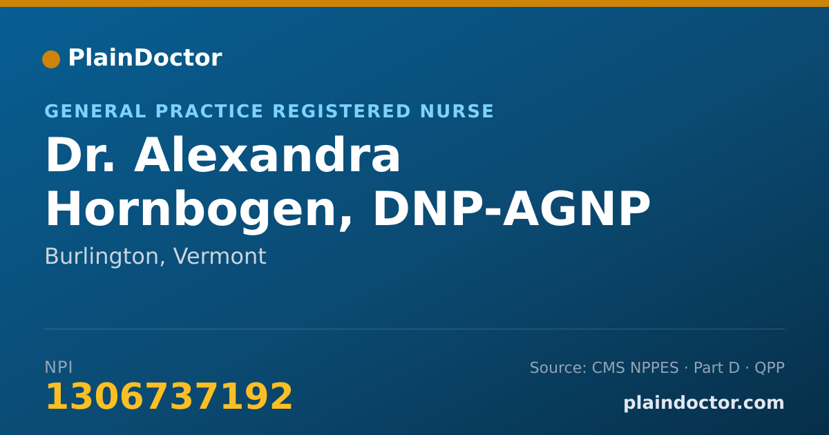 Shareable card for Alexandra Hornbogen, DNP-AGNP - General Practice Registered Nurse, Burlington, VT