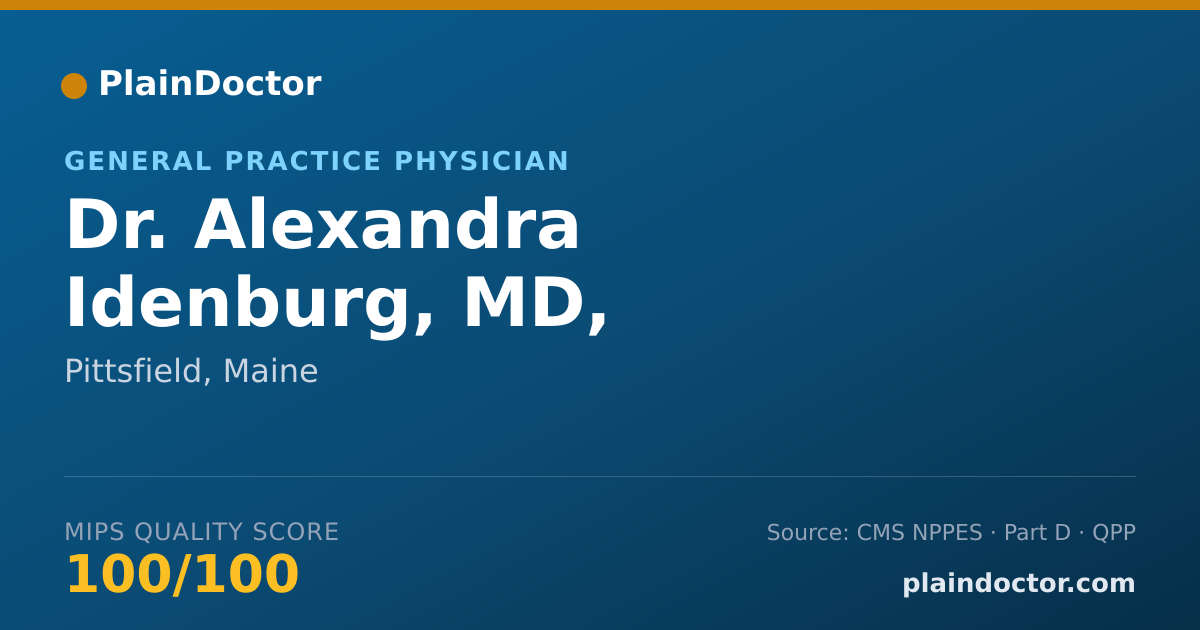 Shareable card for Alexandra Idenburg, MD, MRCGP(UK) - General Practice Physician, Pittsfield, ME