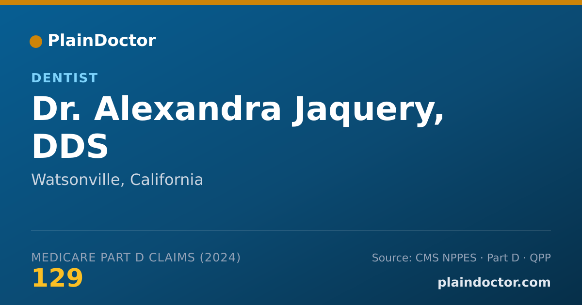 Shareable card for Alexandra Jaquery, DDS - Dentist, Watsonville, CA